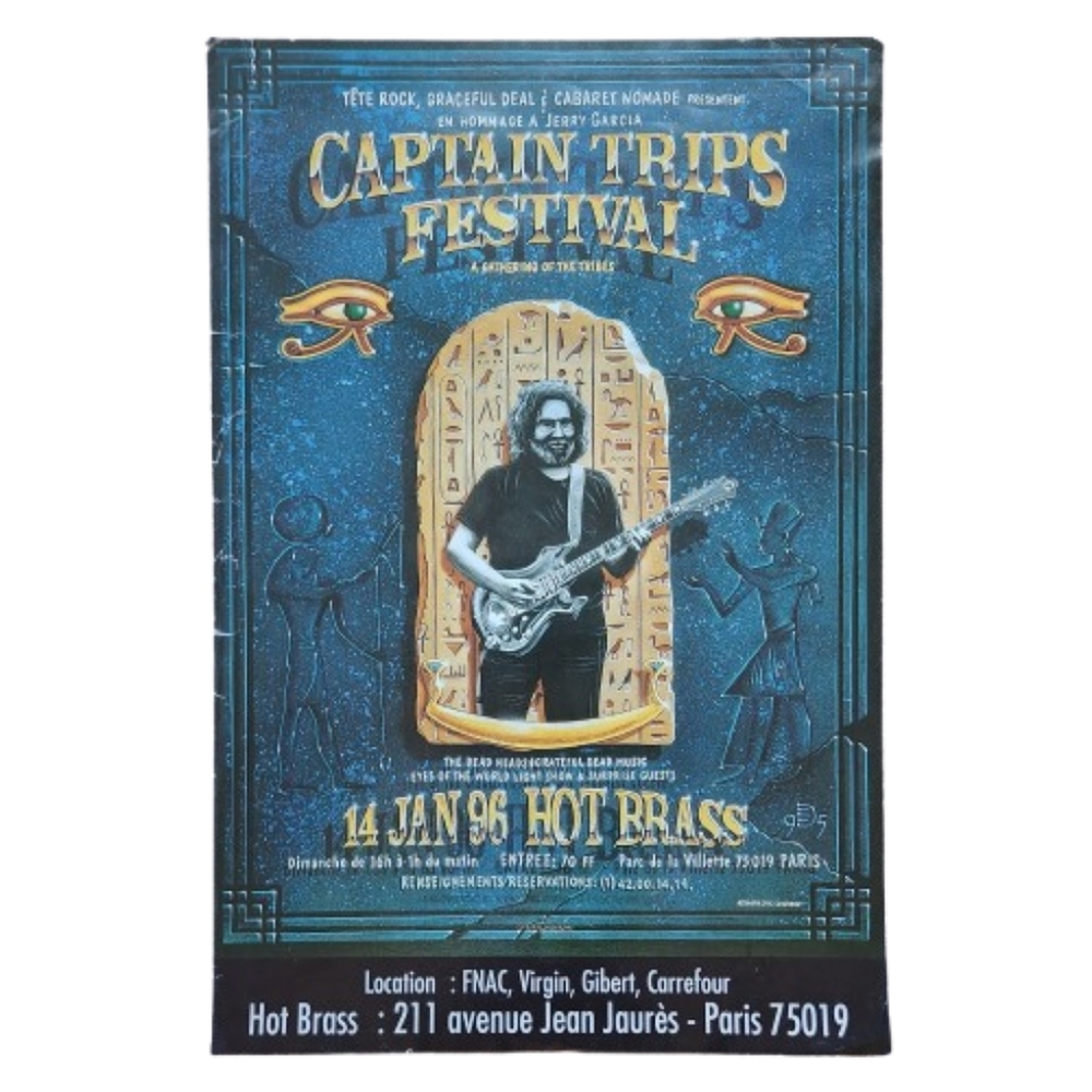 1996 Captain Trips Festival Poster Paris, France Jerry Garcia Grateful Dead